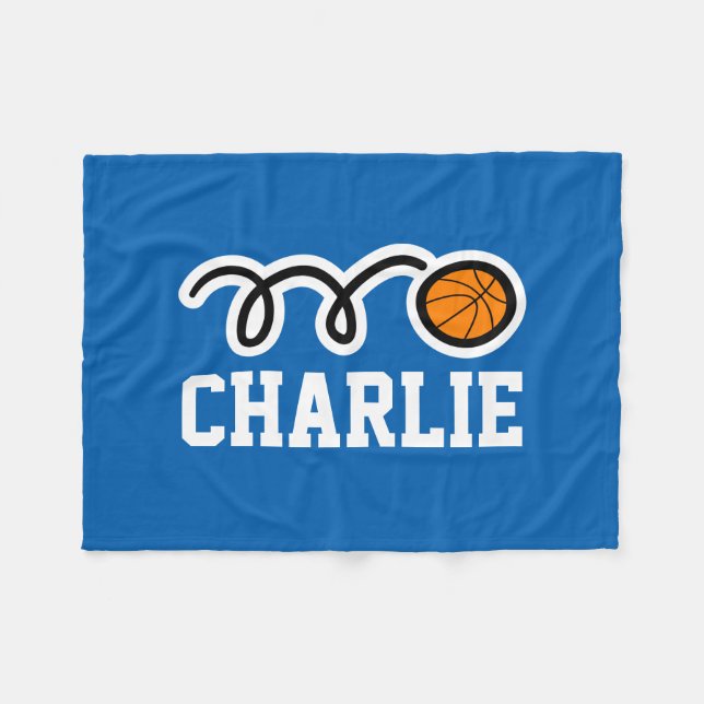 Personalized name basketball fleece blankets (Front (Horizontal))