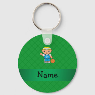 Personalized name basketball player green criss keychain