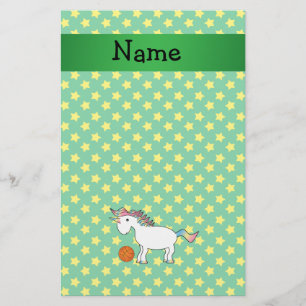 Personalized name basketball unicorn stars stationery