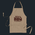 Personalized name BBQ apron for guys | Brown beige<br><div class="desc">Personalized name BBQ apron for guys. Dark brown beige colours. Mike's BBQ and grill. Personalizable name. Cute outdoors barbecue gift idea for dad,  uncle,  husband,  grandpa,  brother etc.</div>