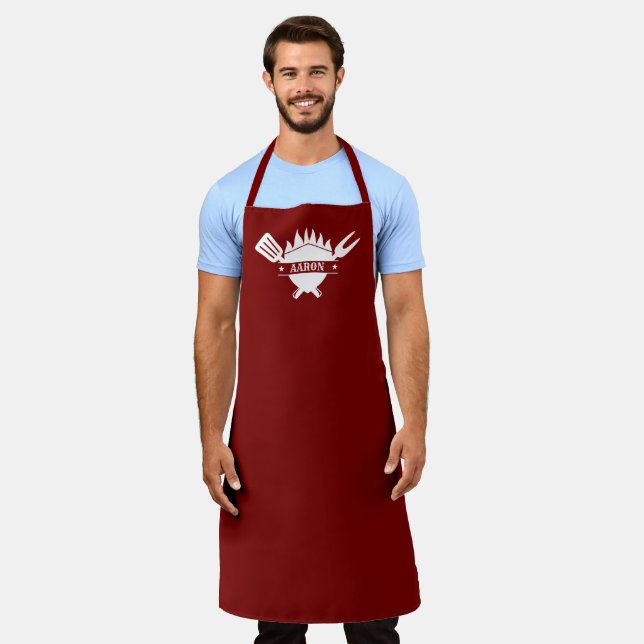 Personalized Name BBQ Grill Apron (Worn)