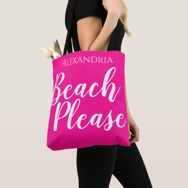 Personalized Name Beach Please Beach Tote Bag (Close Up)