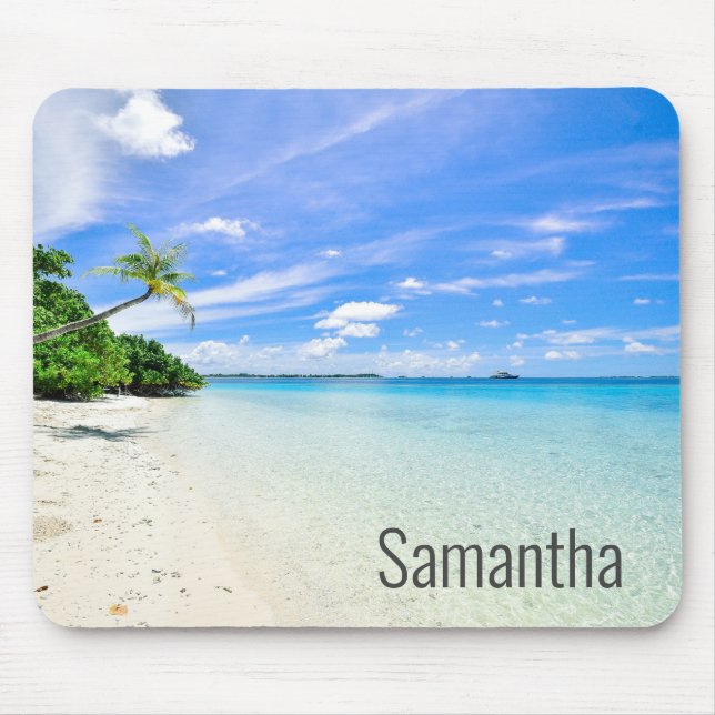 Personalized name Beach Waves Ocean Tropical Mouse Pad (Front)