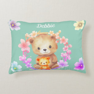 Personalized name bear accent pillow