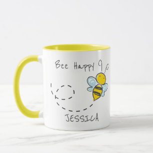 Personalized Name   Bee Happy Mug
