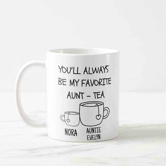 Personalized Name Best Auntie Aunt-tea Funny Coffee Mug (Left)