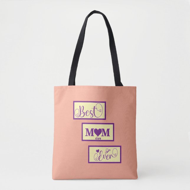 Personalized name best Mom ever pINK ROSE  Tote Bag (Front)