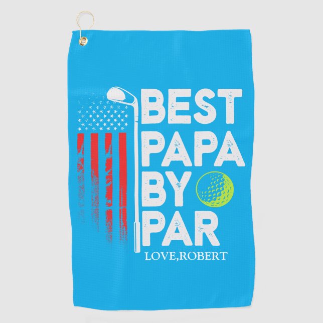 Personalized Name Best Papa By Par Golf Towel (Front)