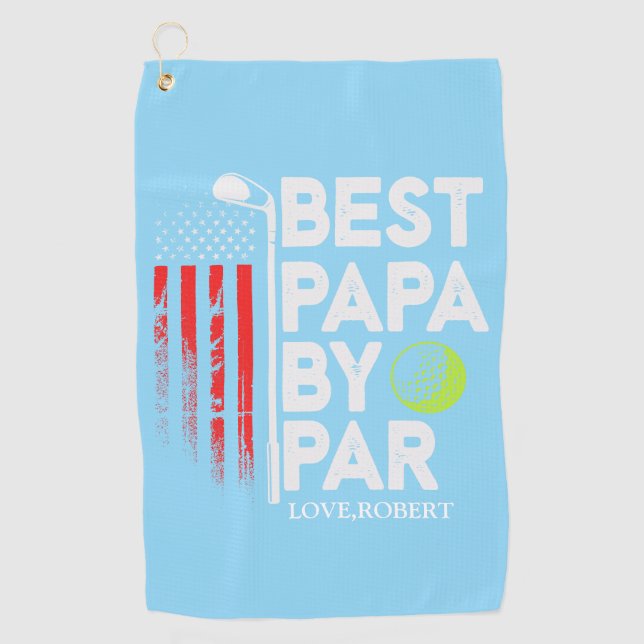 Personalized Name Best Papa By Par Golf Towel (Front)