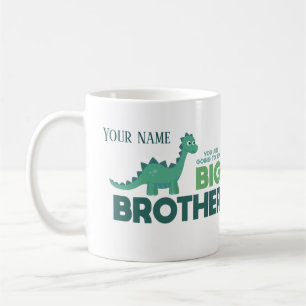 Personalized name big brother announcement dino coffee mug