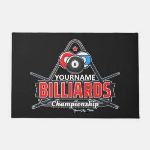 Personalized NAME Billiards 8 Ball Pool Cue Rack  Doormat