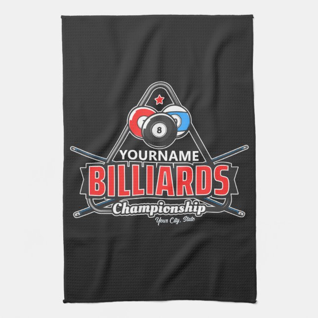 Personalized NAME Billiards 8 Ball Pool Cue Rack  Kitchen Towel (Vertical)