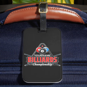 Personalized NAME Billiards 8 Ball Pool Cue Rack Luggage Tag
