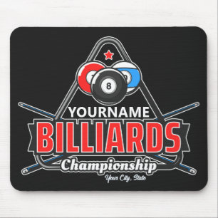 Personalized NAME Billiards 8 Ball Pool Cue Rack Mouse Pad