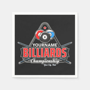 Personalized NAME Billiards 8 Ball Pool Cue Rack  Napkin