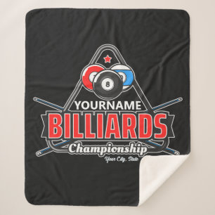 Personalized NAME Billiards 8 Ball Pool Cue Rack  Sherpa Blanket