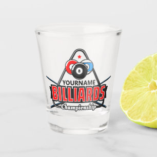 Personalized NAME Billiards 8 Ball Pool Cue Rack Shot Glass