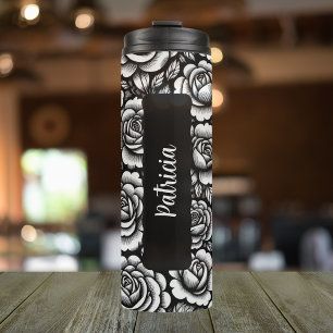 Personalized Name Birth Flower Rose 16 oz Thermal Tumbler