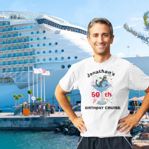 Personalized Name Birthday Cruise Cocktail Anchor T-Shirt