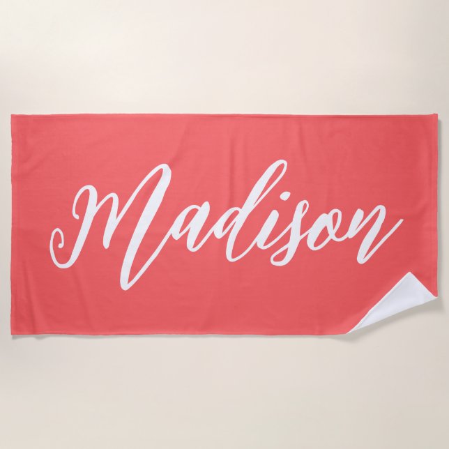 Personalized Name Birthday Custom Pool Vacation Beach Towel (Front)