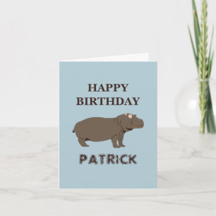 Personalized Name Birthday Hippopotamus Hippo  Card