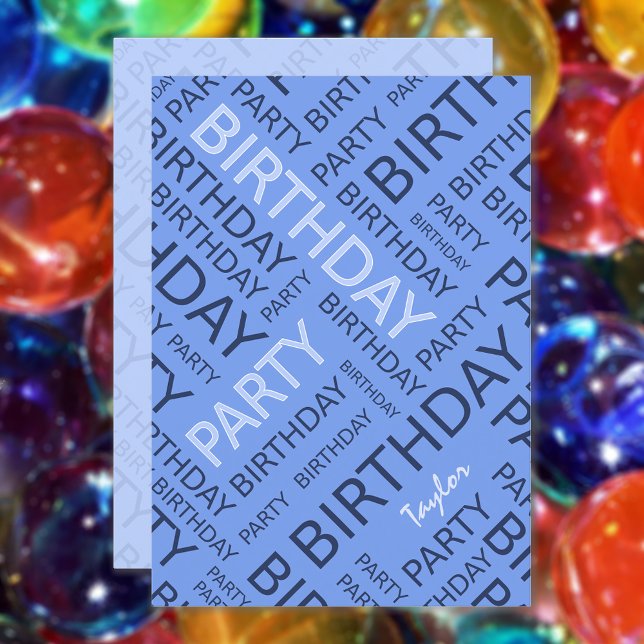 Personalized name Birthday party invitation blue (Creator Uploaded)