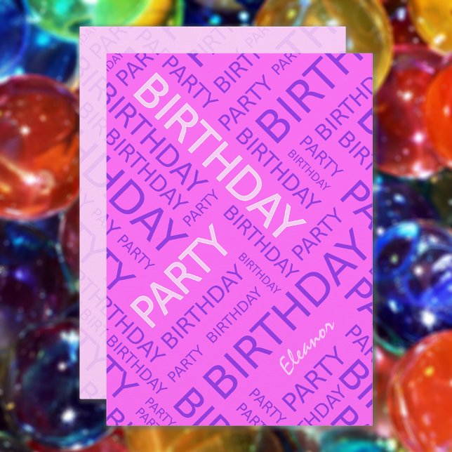 Personalized name Birthday party invitation pink (Creator Uploaded)