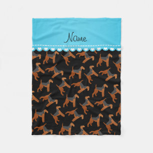 Personalized name black airedale terriers dogs fleece blanket