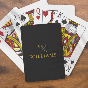 Personalized Name Black And Gold Golf Clubs Playing Cards