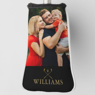 Personalized Name Black And Gold Photo Golf Head Cover