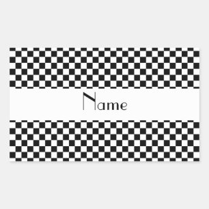 Personalized name Black and white checkers Sticker