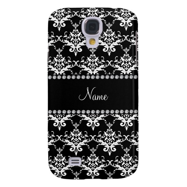 Personalized name black and white damask Case-Mate samsung galaxy case (Back)