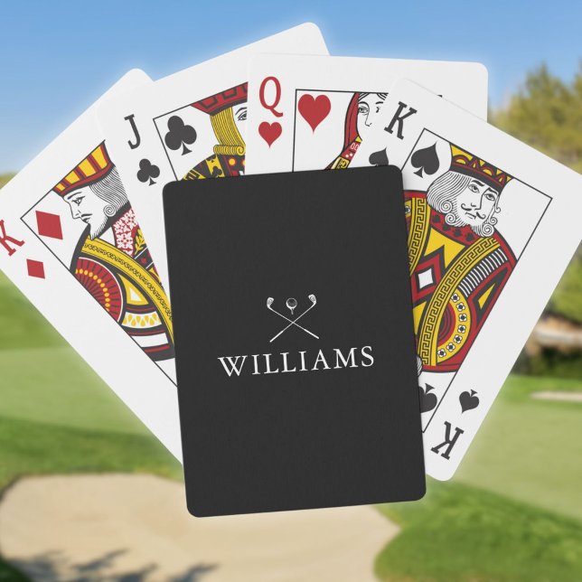 Personalized Name Black And White Golf Clubs Playing Cards (Personalized Name Black And White Golf Clubs Poker Cards)