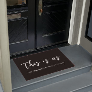 Personalized name black and white this is us doormat
