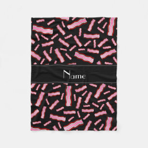 Personalized name black bacon pattern fleece blanket