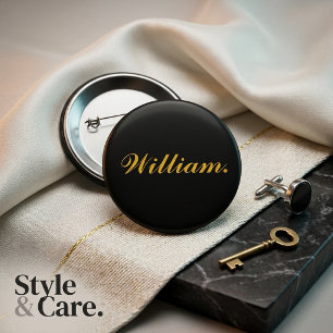 Personalized Name Black Badge Style Pinback Button