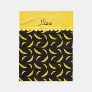 Personalized name black bananas fleece blanket