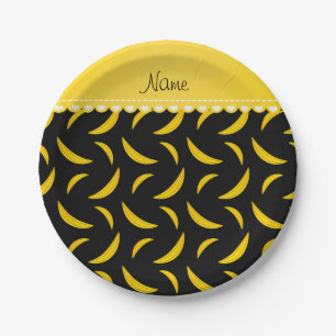 Personalized name black bananas paper plate