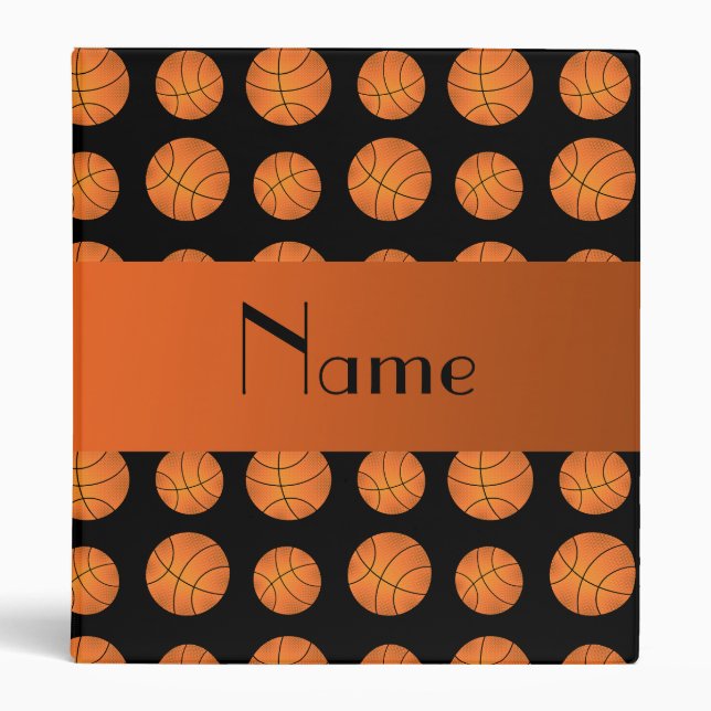 Personalized name black basketballs binder (Front)