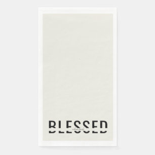 Personalized Name Black & Beige Blessed Holiday Napkin