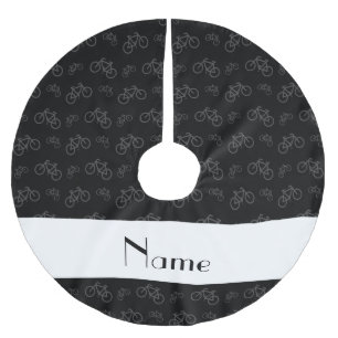 Personalized name black bicycles brushed polyester tree skirt