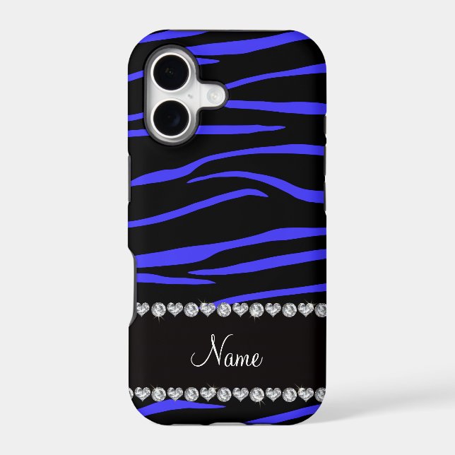 Personalized name black blue zebra stripes (Back)
