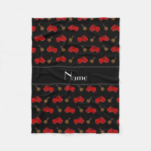 Personalized name black boxing pattern fleece blanket