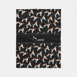 Personalized name black brittany spaniel dogs fleece blanket