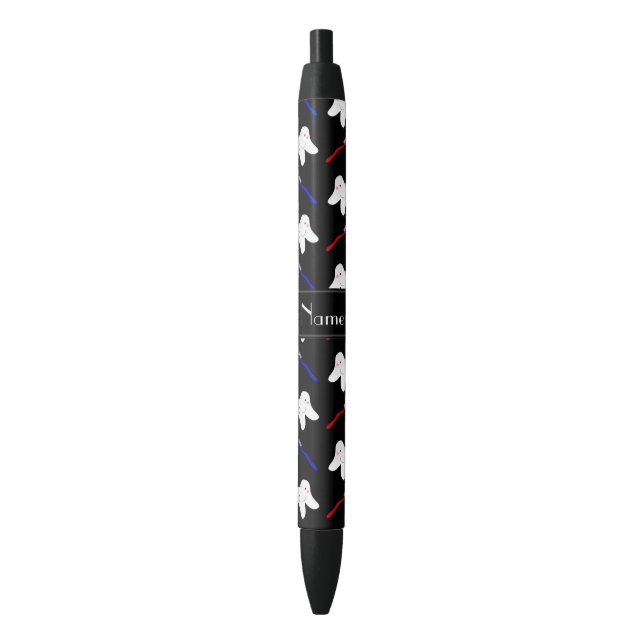 Personalized name black brushes and tooth pattern black ink pen (Front Vertical)