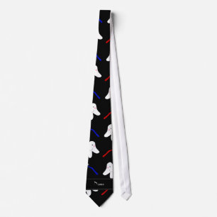 Personalized name black brushes and tooth pattern tie