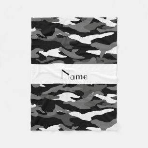 Personalized name black camouflage fleece blanket