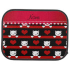 Personalized name black cats red hearts stripes