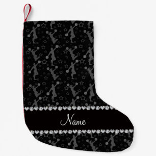 Personalized name black cheerleading stars small christmas stocking