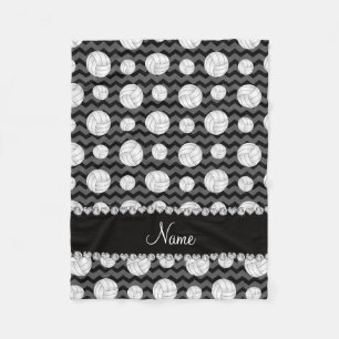 Personalized name black chevrons volleyballs fleece blanket